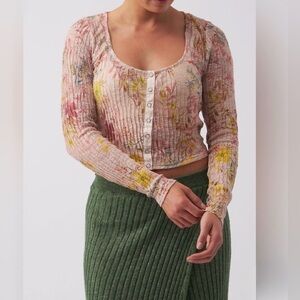 We The Free Pink Floral Button-Up Top